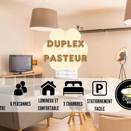 Apartment Le Duplex Pasteur - 5 Min Hypercentre - Ideal Groupe - Parking Gratuit Troyes